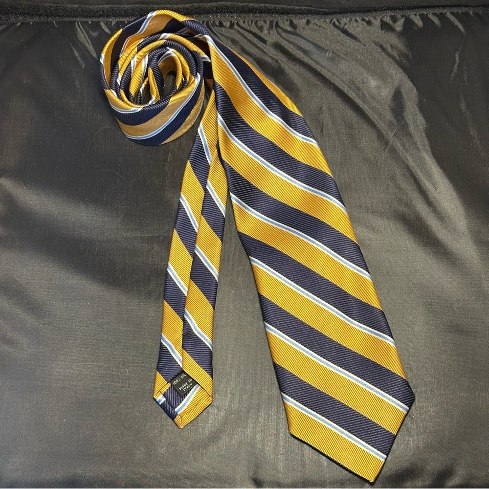 JOS. A BANK Executive Collection Men's Silk Necktie Designer Striped Yellow Blue